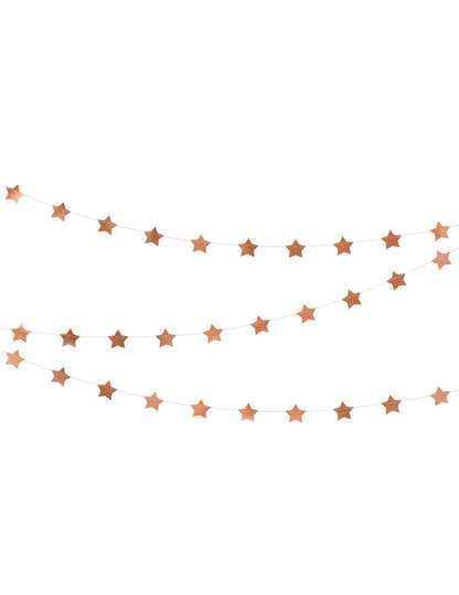 3,6 m rožnato zlata kovinska zvezdasta kartonska girlanda za božič