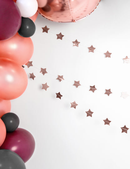 3,6 m rožnato zlata kovinska zvezdasta kartonska girlanda za božič