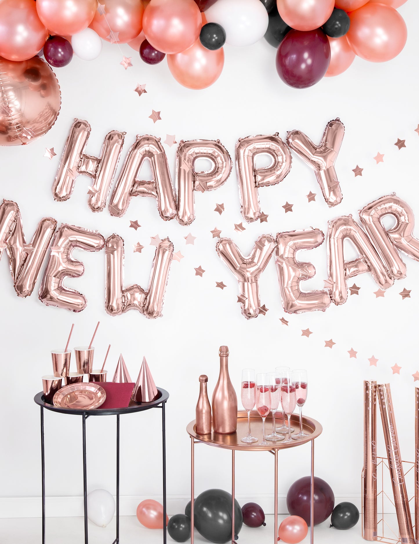 3,6 m rožnato zlata kovinska zvezdasta kartonska girlanda za božič