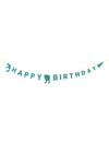 Guirlande en carton happy birthday dinosaure pour anniversaire bleu-vert