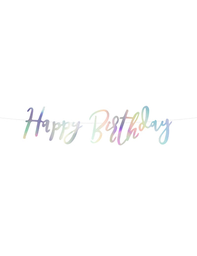 Guirlande en carton Happy Birthday pour fête iridescent