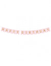 Guirlande en carton Happy Birthday pour anniversaire rose et dorée