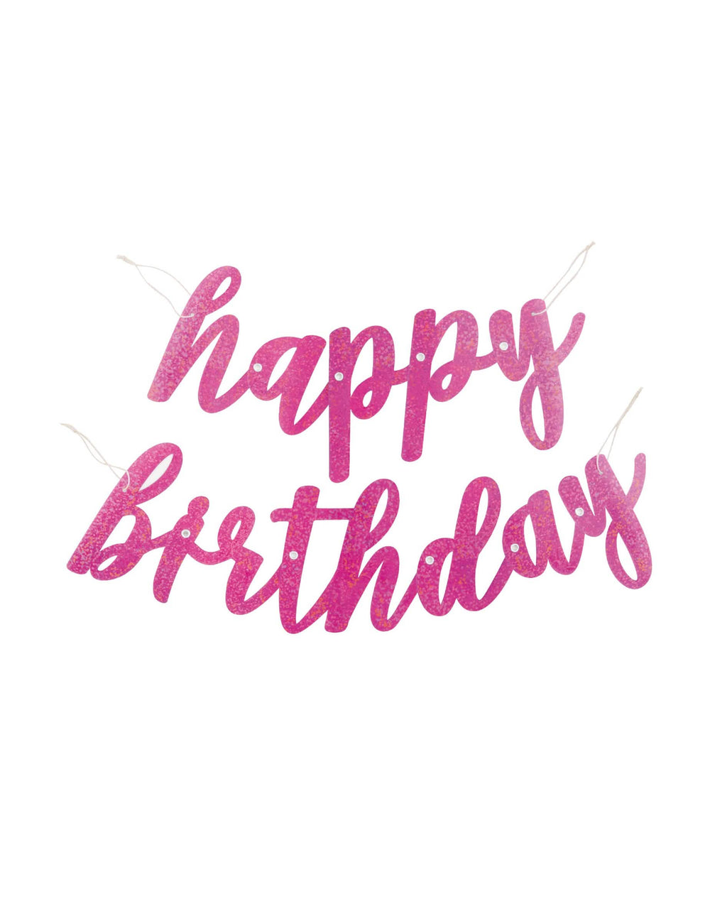 Kartonski venček Happy Birthday za rojstni dan z bleščečo roza bleščico