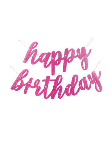 Bleščeče roza kartonska girlanda "Vse najboljše" 84 cm okraski za rojstni dan