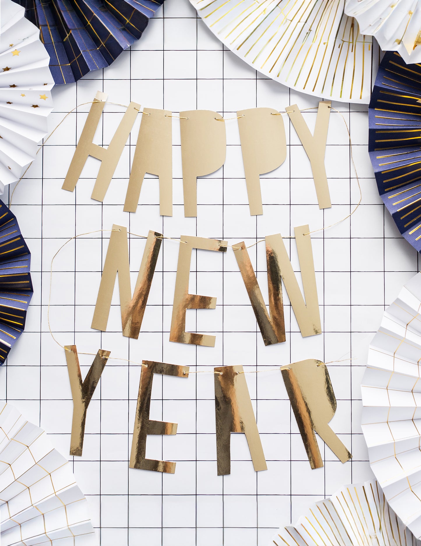 Zlata kartonska girlanda za srečno novo leto 10 x 90 cm okraski za zabave