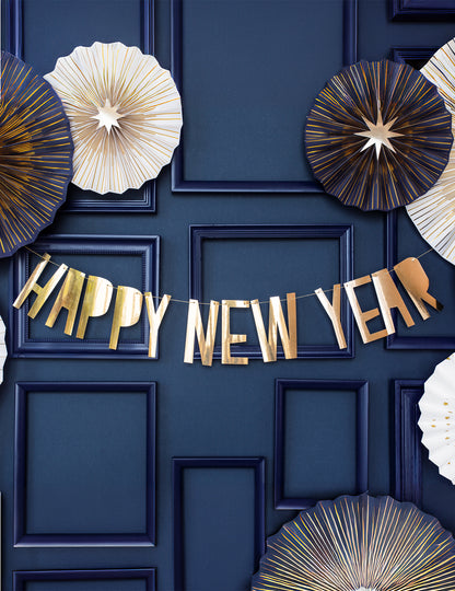 Zlata kartonska girlanda za srečno novo leto 10 x 90 cm okraski za zabave