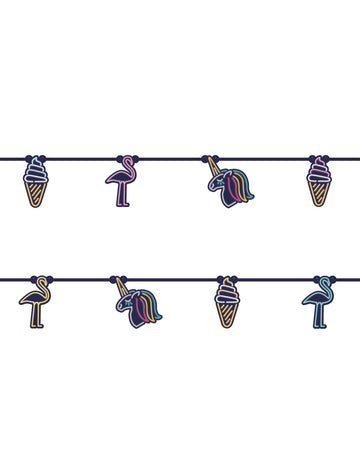 2m neonska kartonska girlanda, sladoledi in samorogi