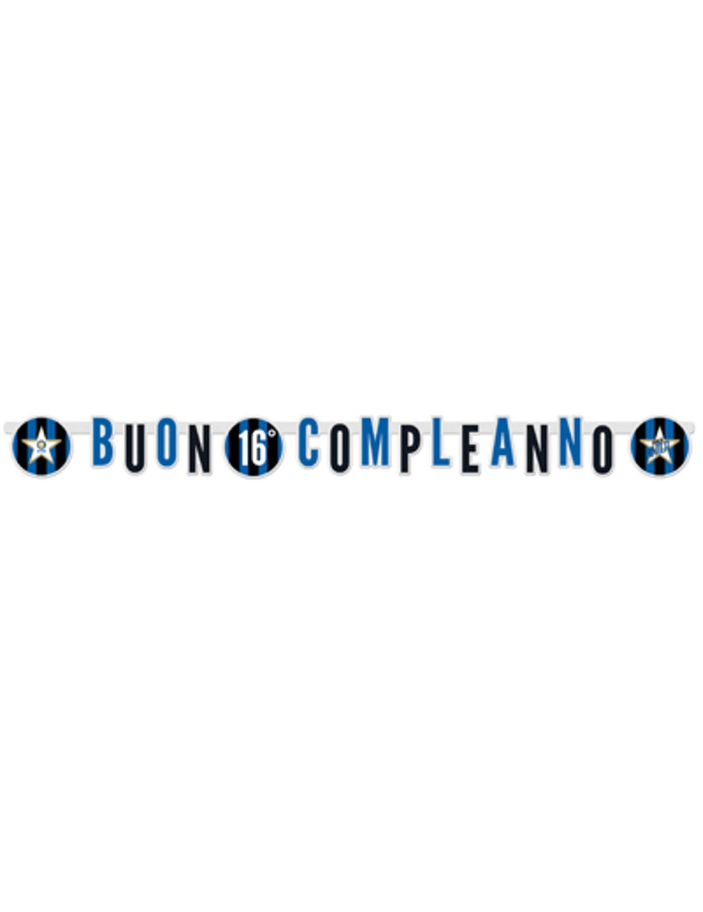 Guirlande en carton personnalisable Buon Compleanno Inter pour anniversaire bleu et noir
