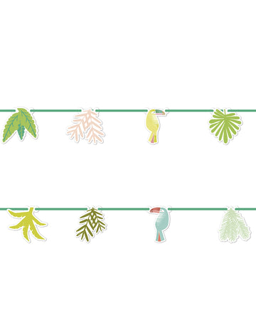 Kartonska girlanda s tropskim tukanom, 2 m listov iz džungle