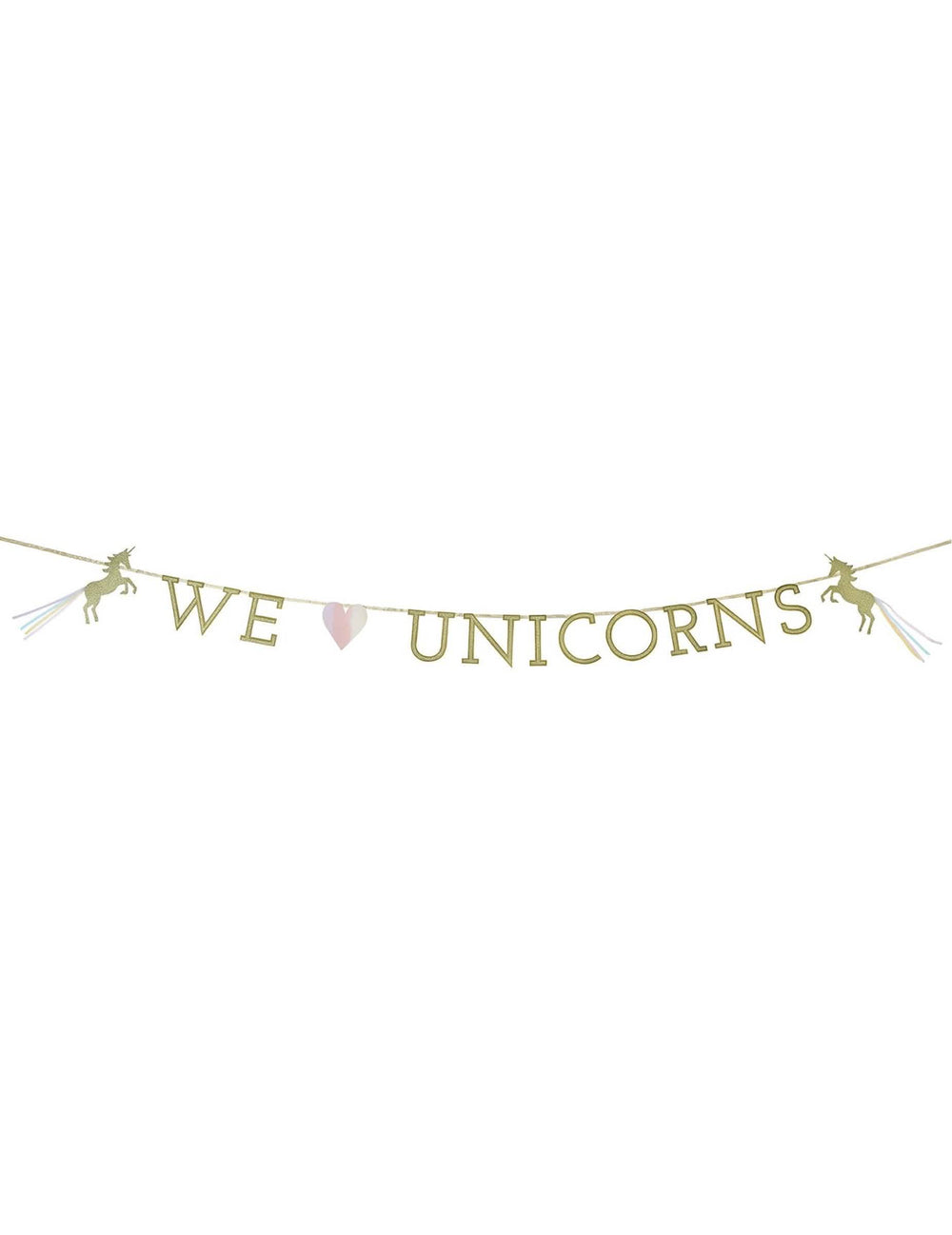 Kartonska girlanda we love unicorns za rojstni dan, zlata