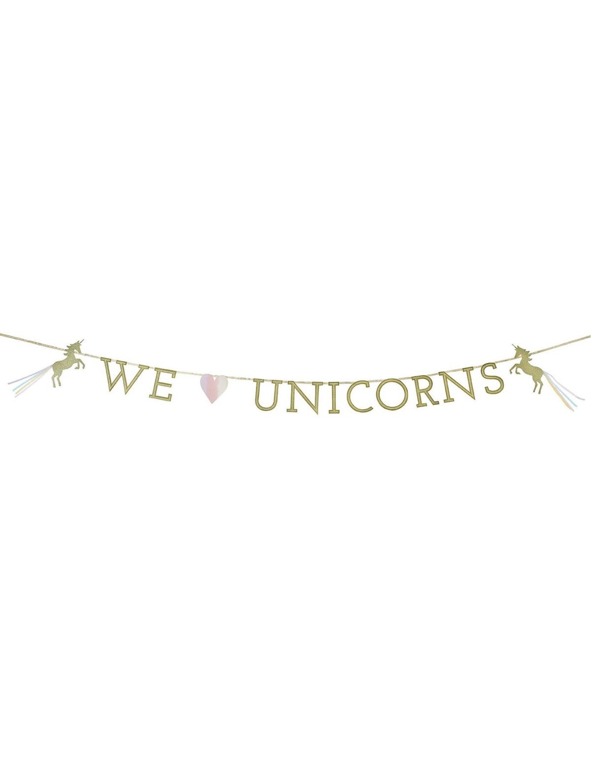 Kartonska girlanda we love unicorns za rojstni dan, zlata