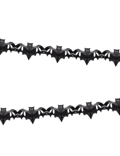 Guirlande en papier chauve-souris pour décoration Halloween noire