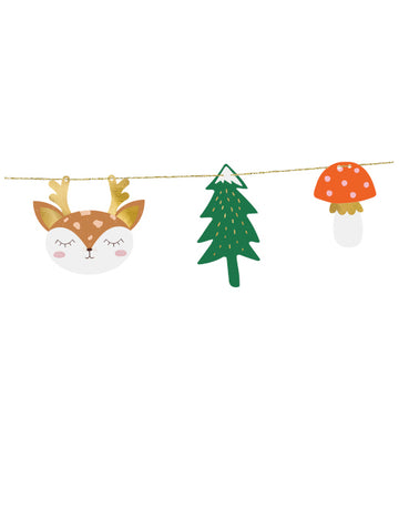 1,7 m papirnata girlanda z motivom božične gozdne drevesnice in jeleni
