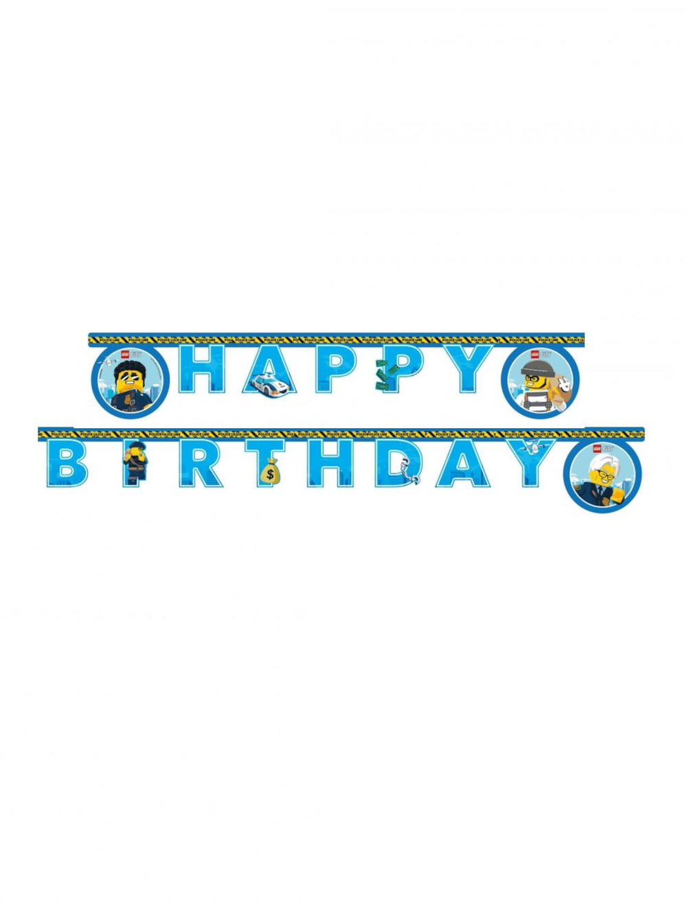 Papirnata girlanda Happy Birthday Lego City za otroka modra