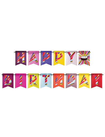 Papirnata girlanda za rojstni dan, rojstnodnevna torta, 2,45 m, barvita