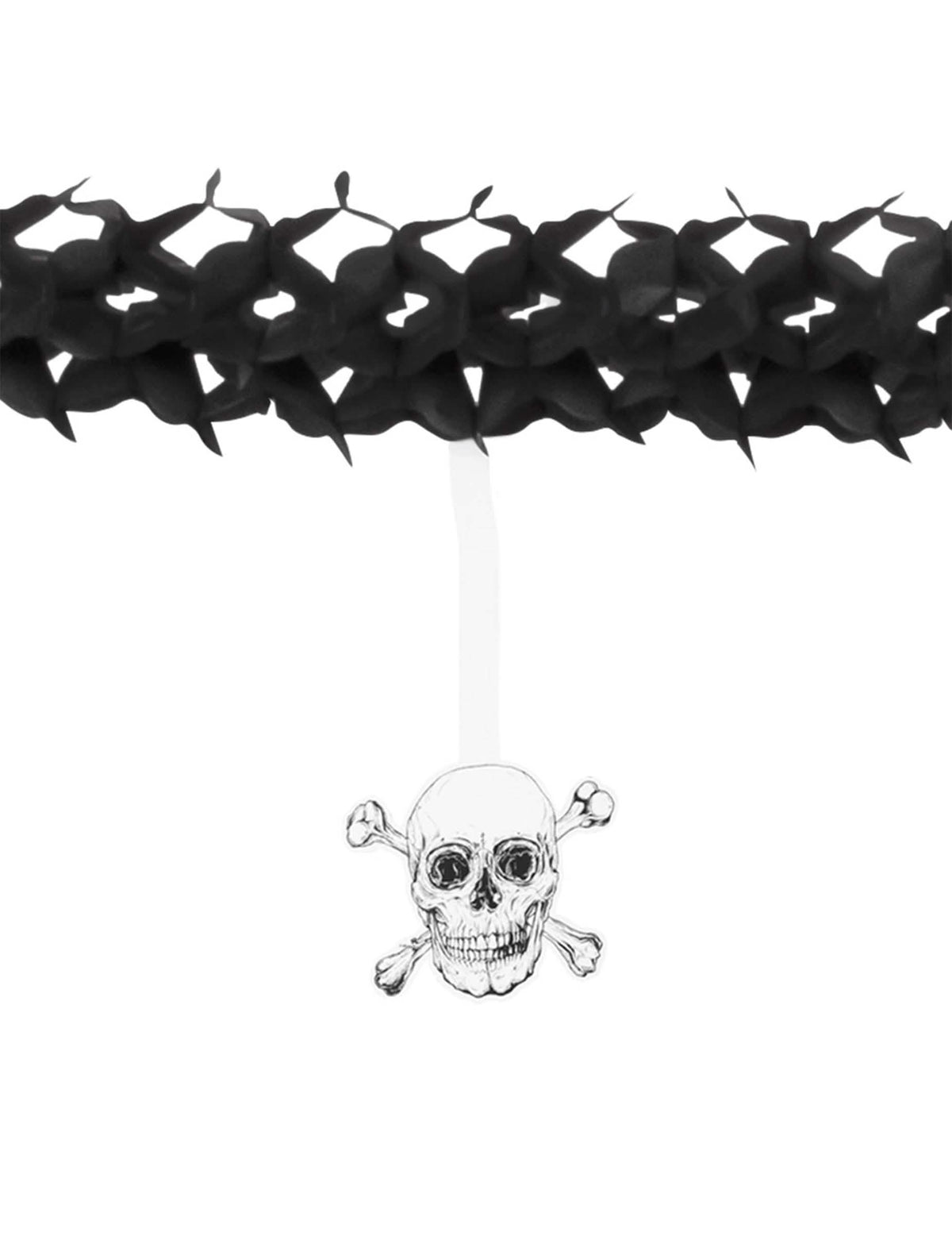 Velik plan viseče lobanje papirnatega girlanda Pirate Jolly Roger