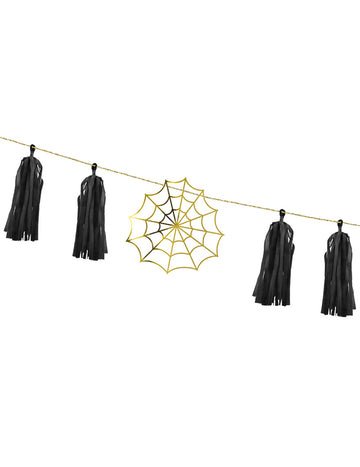 1,75 m zlata papirnata girlanda z resicami pajkove mreže (potrebna montaža)