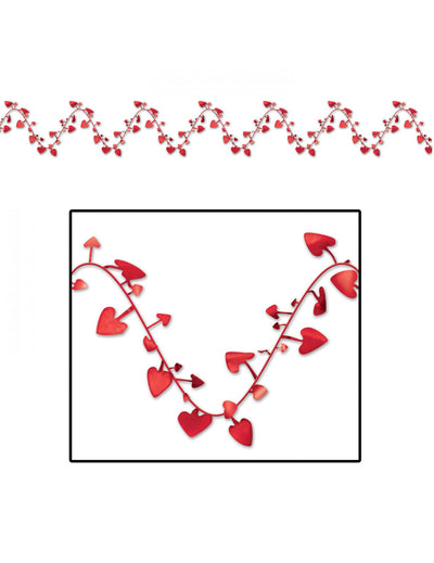 Guirlande en plastique modulable cœurs rouges