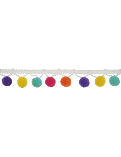 2 m belega, 2 cm večbarvnega traku s pomponi