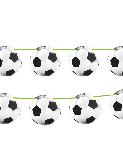Guirlande fanions football pour fête noir et blanc 10 mètres