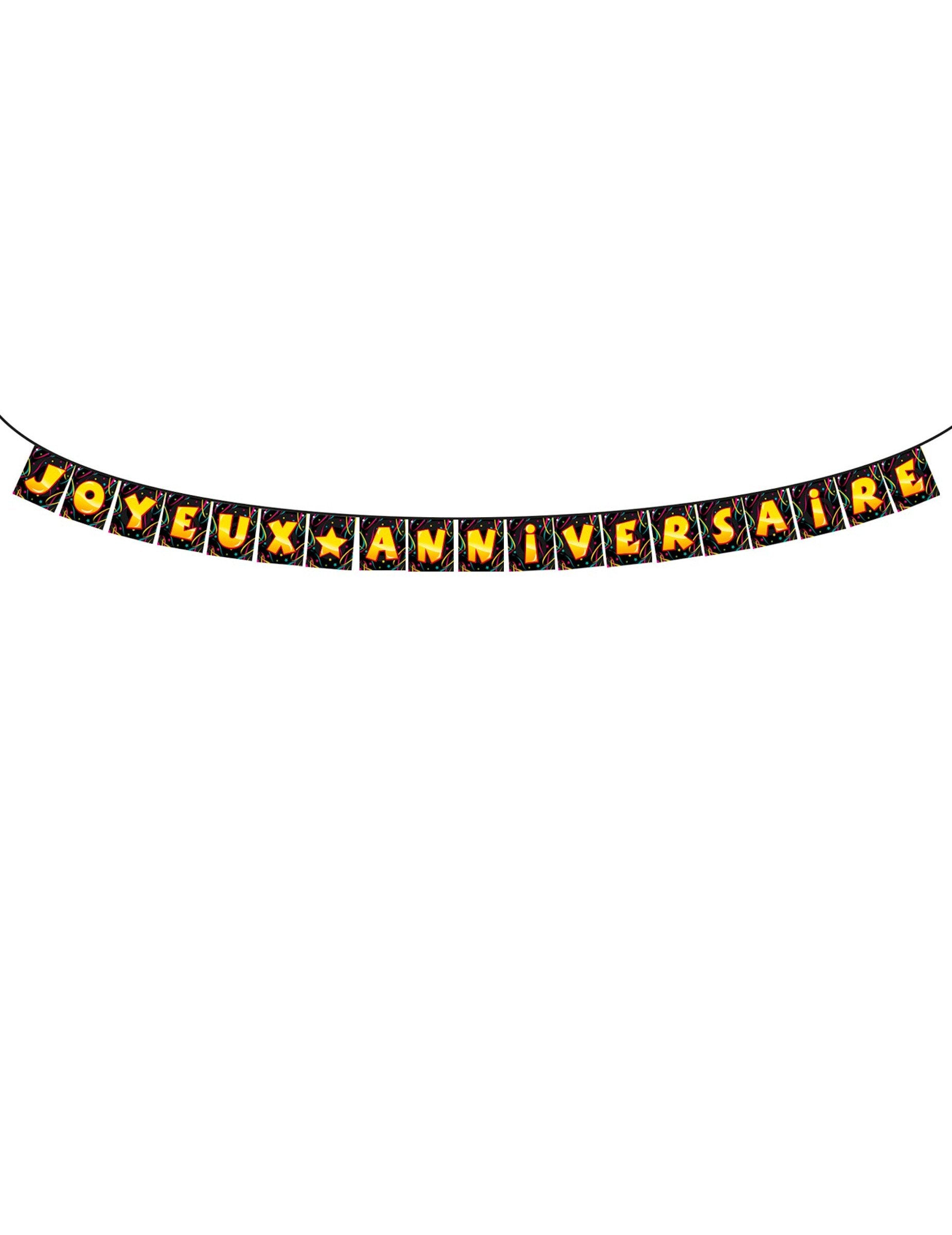 Vesela zastavna dekoracija za rojstni dan v črni in rumeni barvi