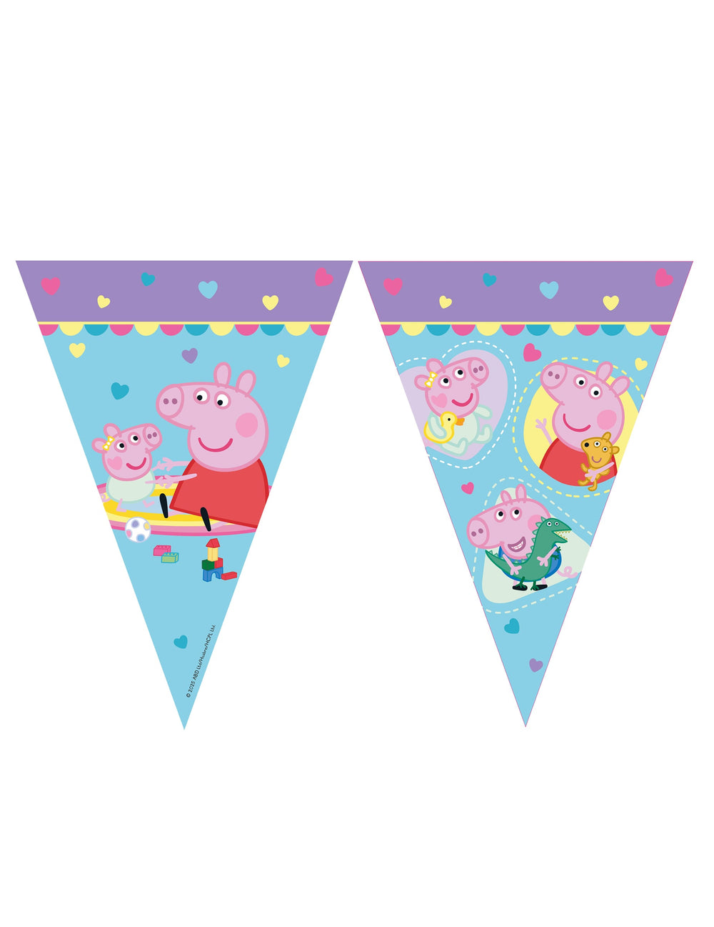 Guirlande fanions Peppa Pig pour enfant bleue avec motifs Peppa et George Pig