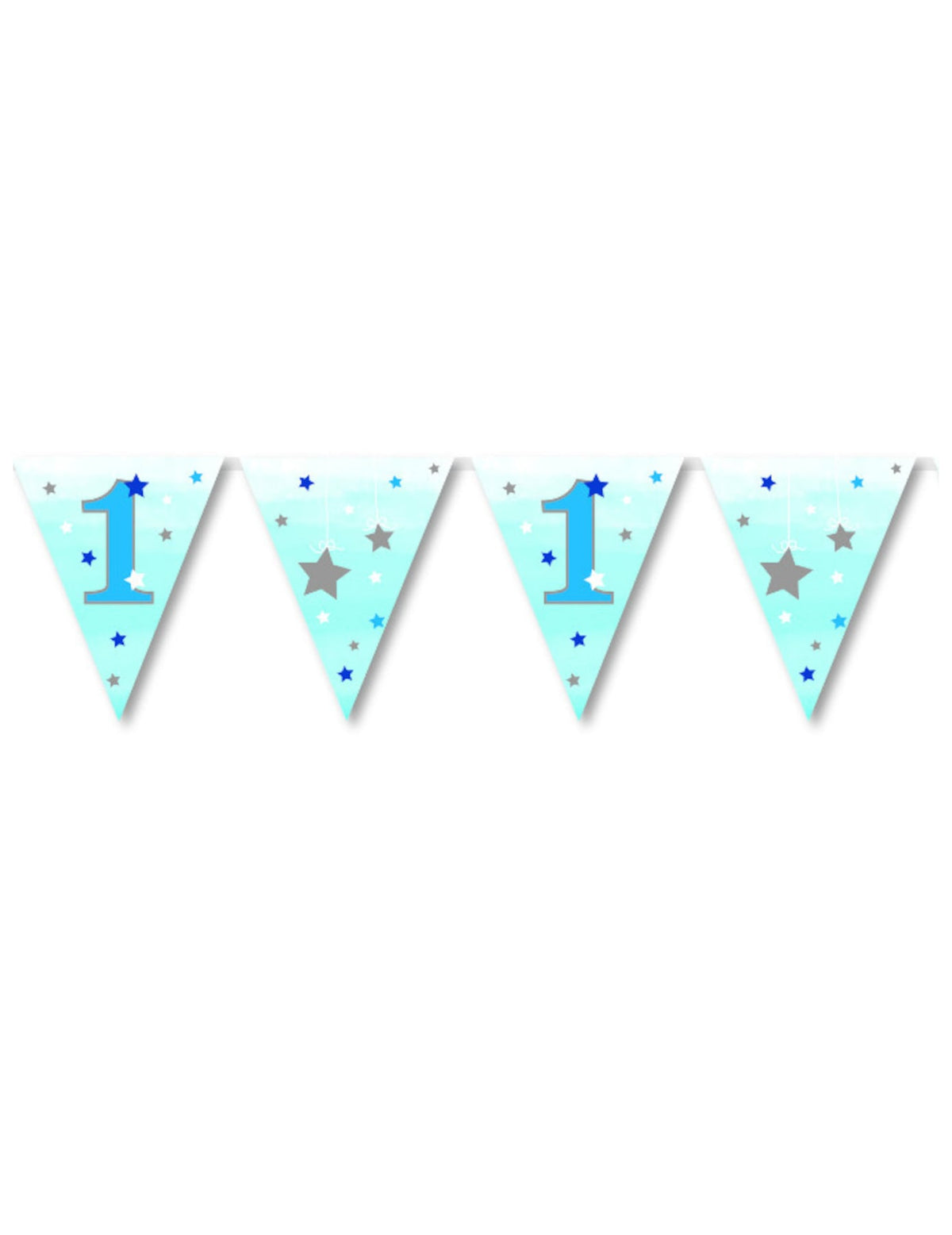 Guirlande fanions premier anniversaire one little star pour garçon bleue étoilée