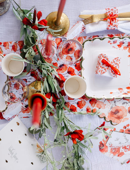 Girlanda iz rdečega listja in cvetja, 1,83 m, podeželski slog