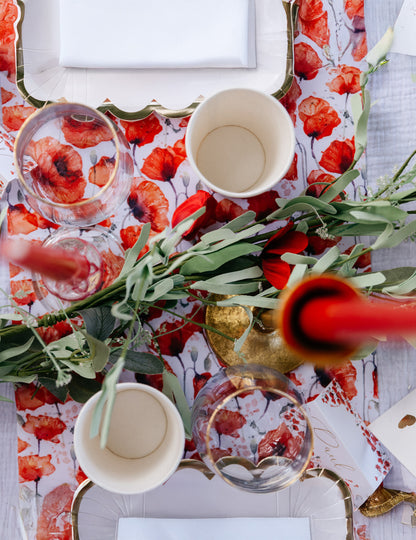 Girlanda iz rdečega listja in cvetja, 1,83 m, podeželski slog