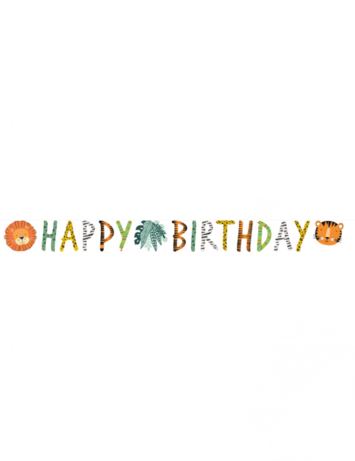 Vse najboljše za rojstni dan, prejmete girlando z motivom divjega safarija 180 x 15 cm lev in tiger