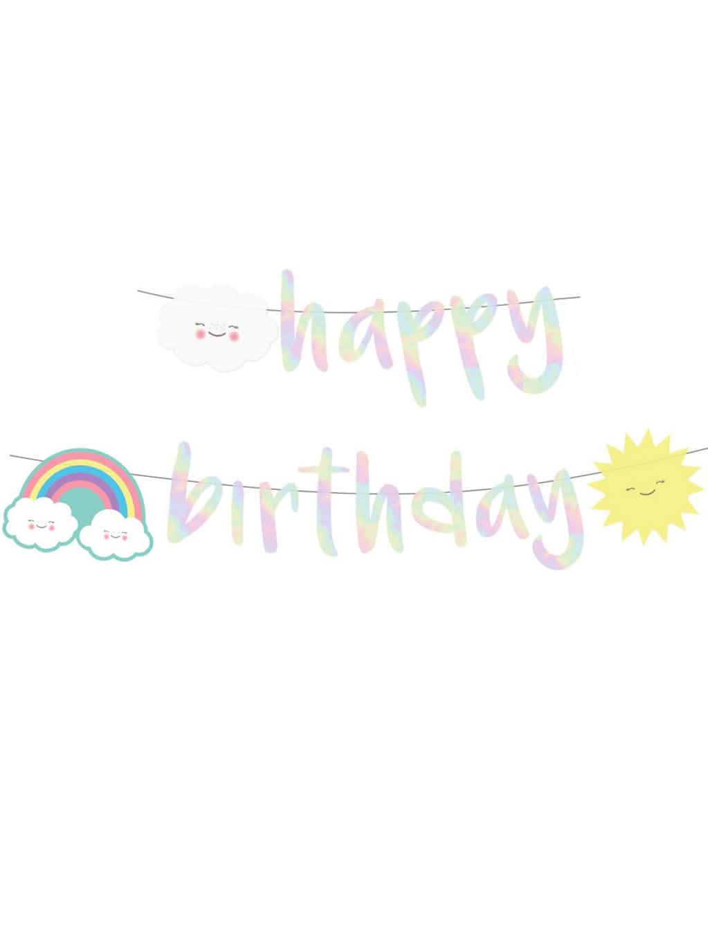Girlanda happy birthday oblak iz iridescentnega kartona