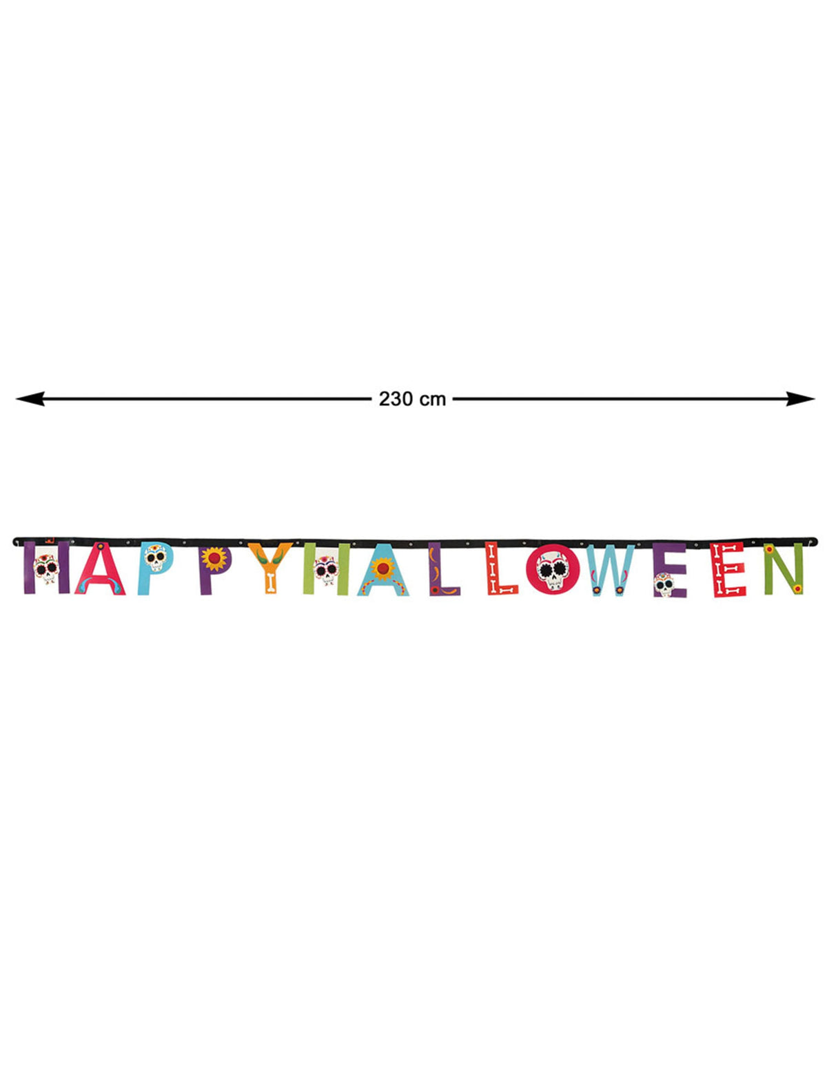 Dimensions de la guirlande Happy Halloween Dia de los Muertos