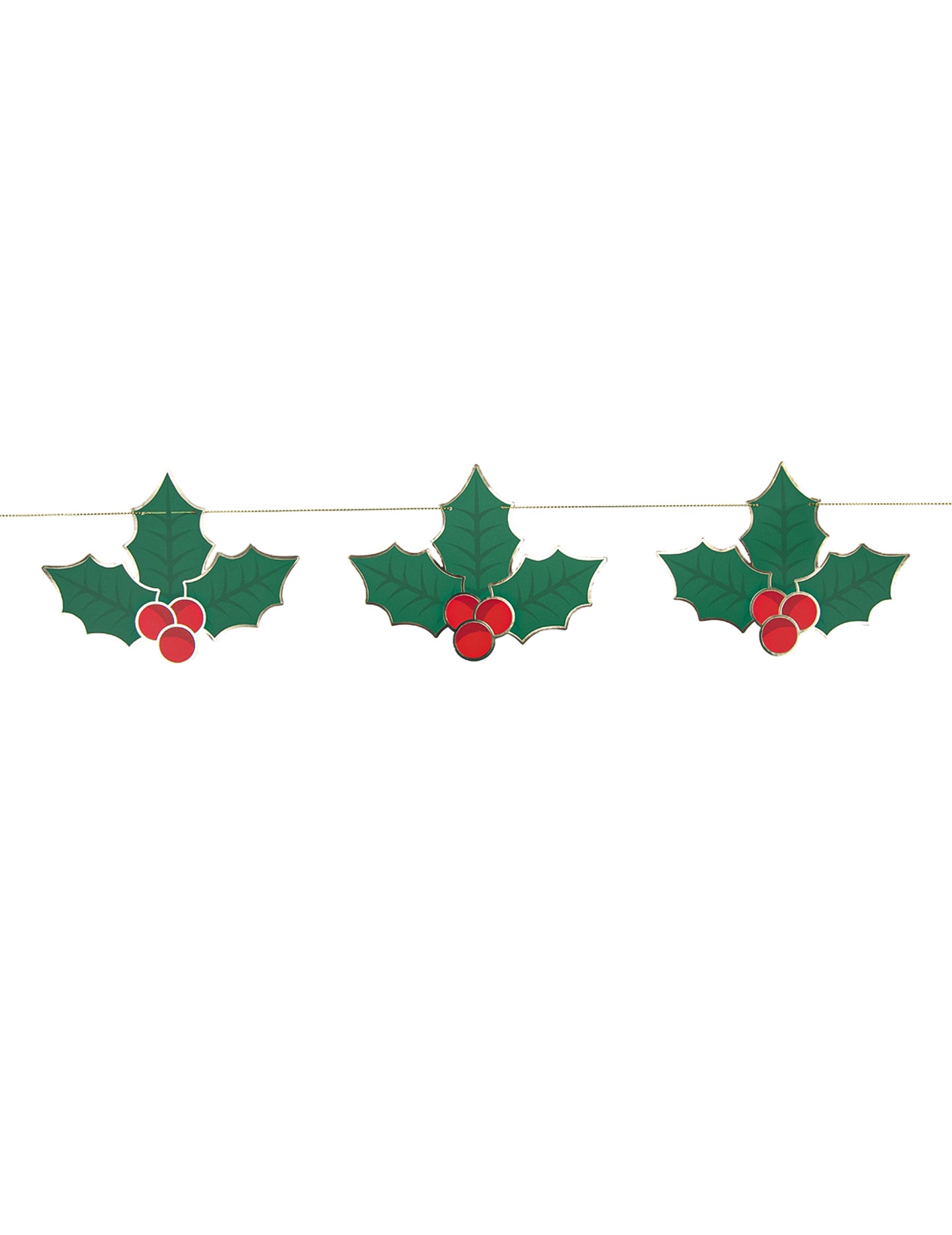 Guirlande houx de noël pour décoration rouge et verte en carton