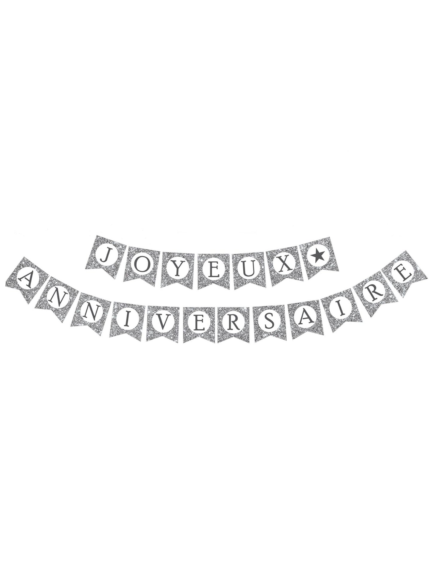 Guirlande Joyeux Anniversaire pour fête argent pailletée