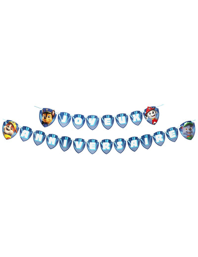 Guirlande joyeux anniversaire Pat'patrouille pour enfant bleue