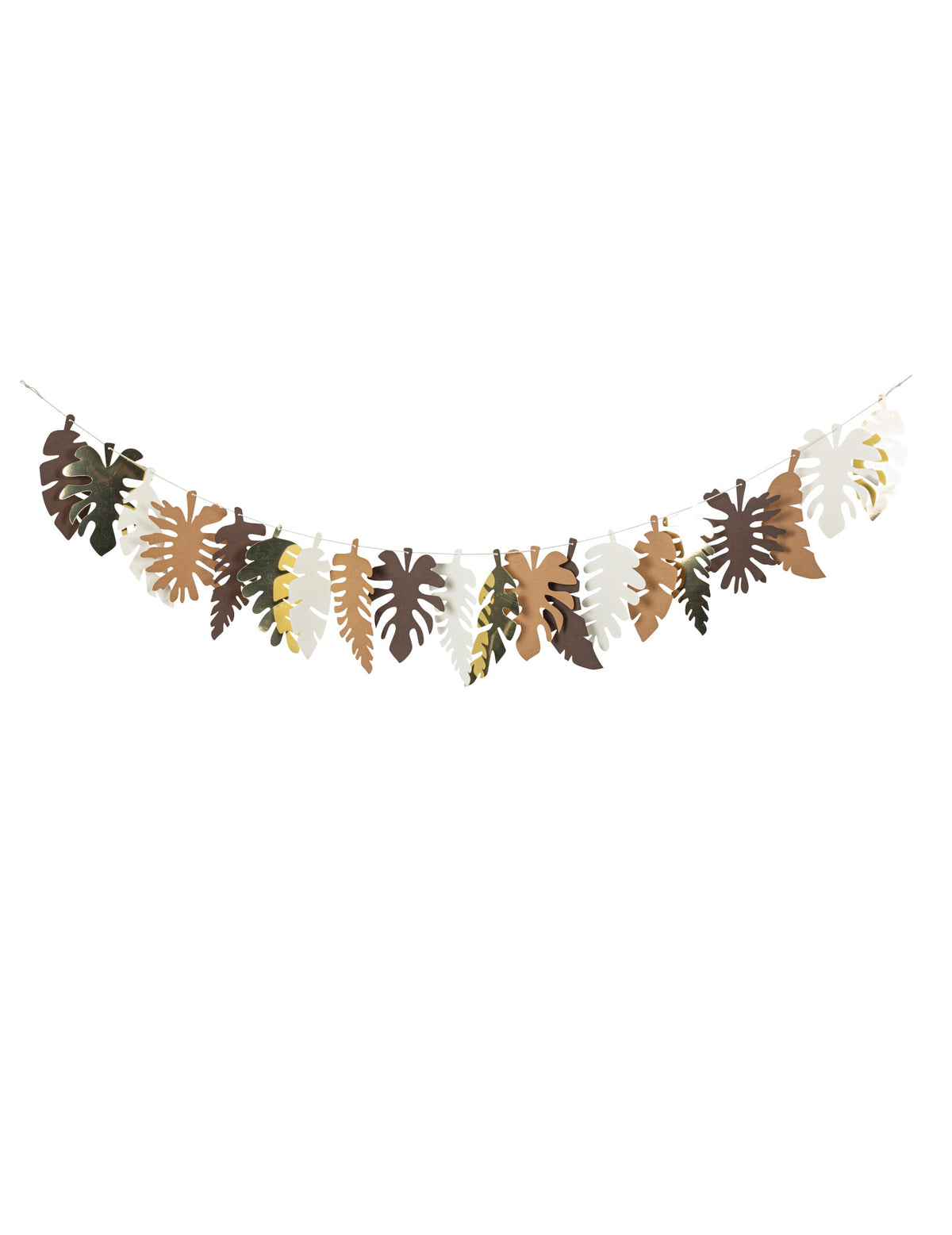 Guirlande feuilles tropicales pour décoration exotique chocolat kraft ivoire doré