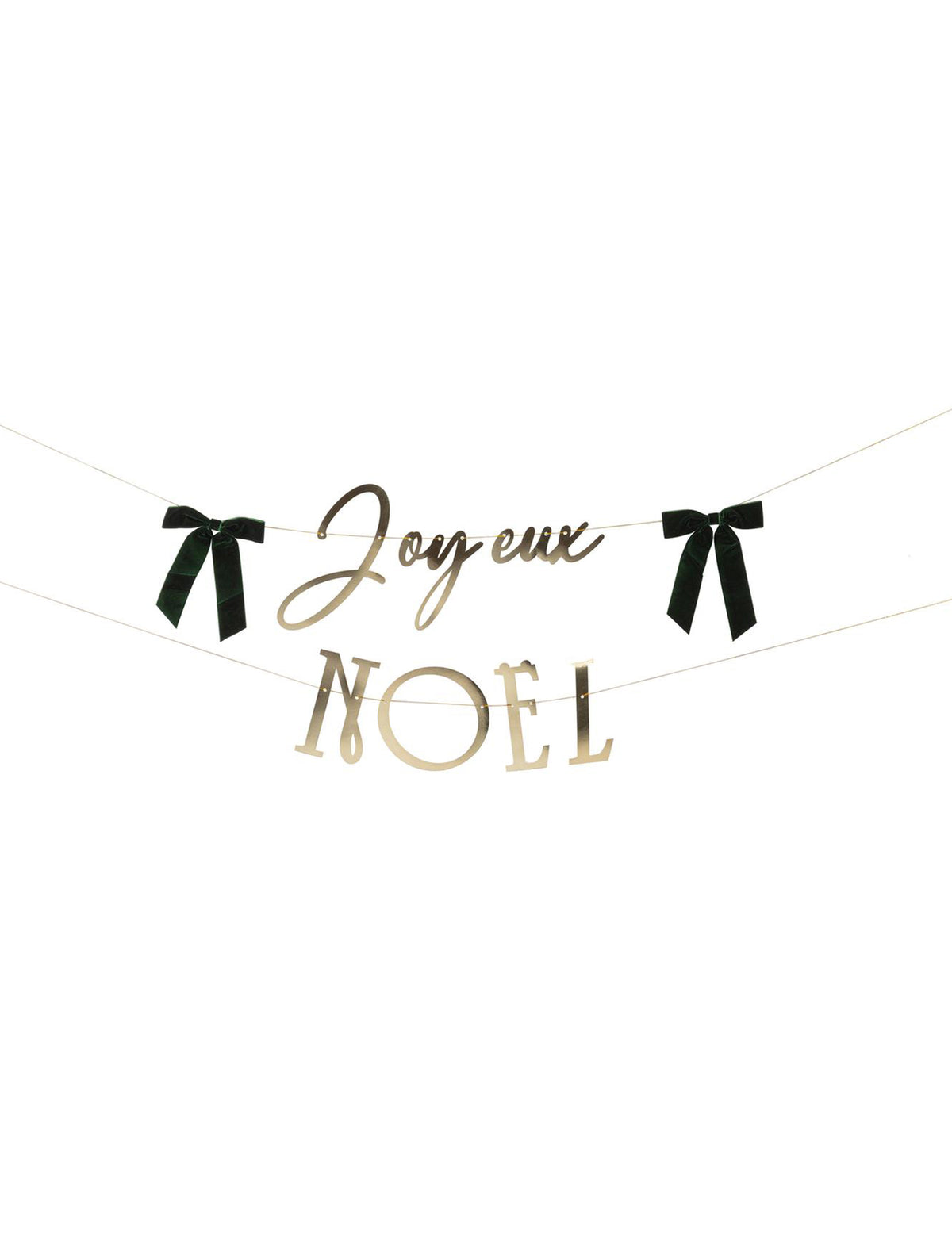 Guirlande Joyeux Noël or avec 2 nœuds vert anglais 1,80 m