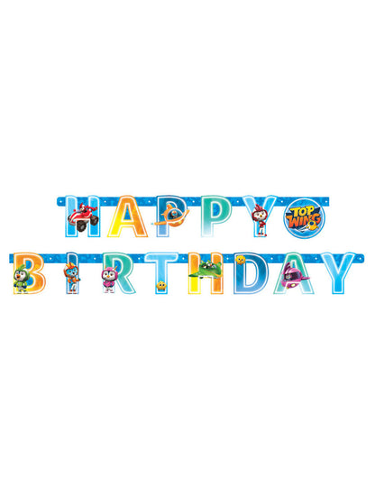 Guirlande lettres en papier Happy Birthday Top Wing pour enfant bleue
