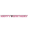 Guirlande happy birthday célébration pétillante rose en carton
