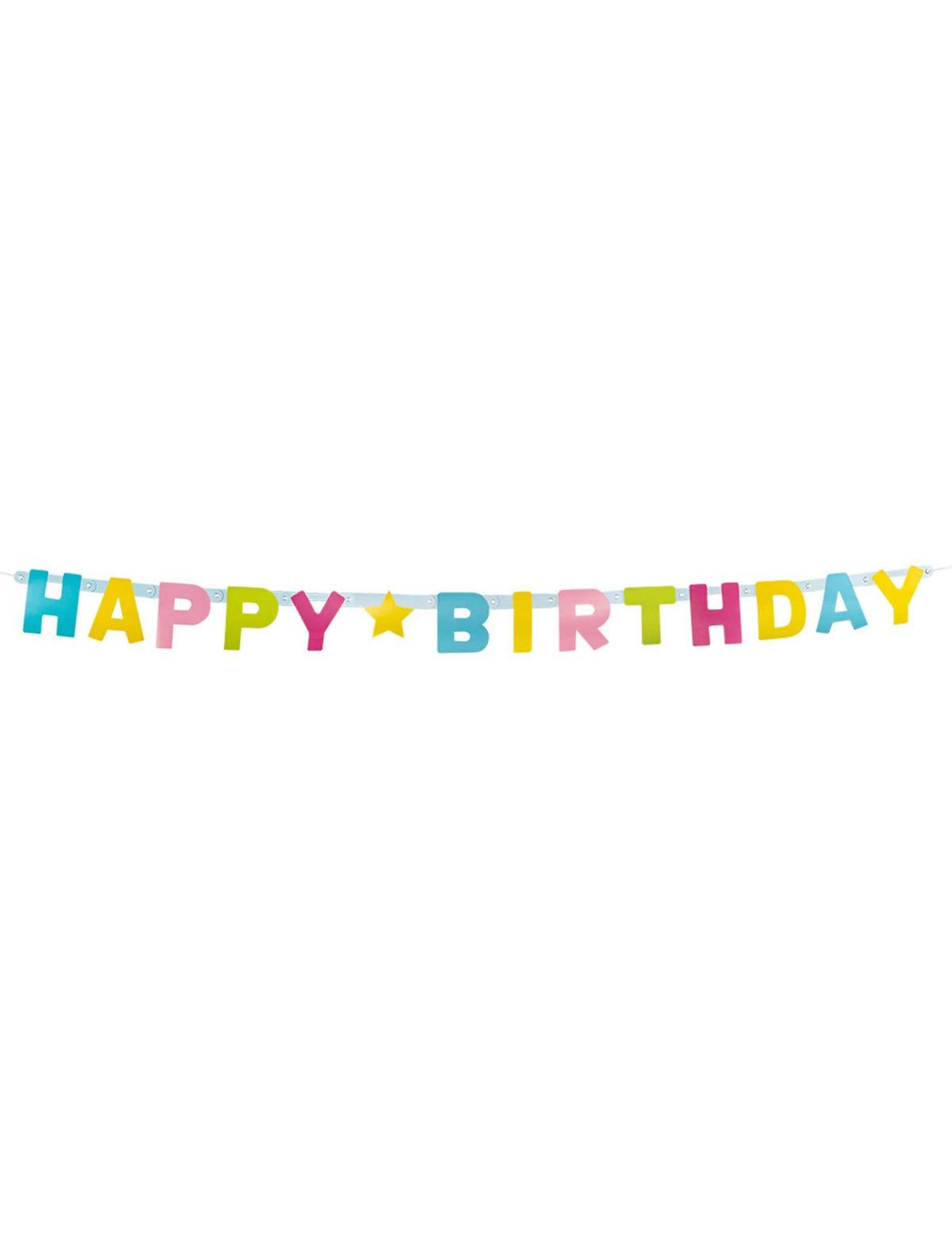 Postavitev s torto in baloni z girlande črk Happy Birthday