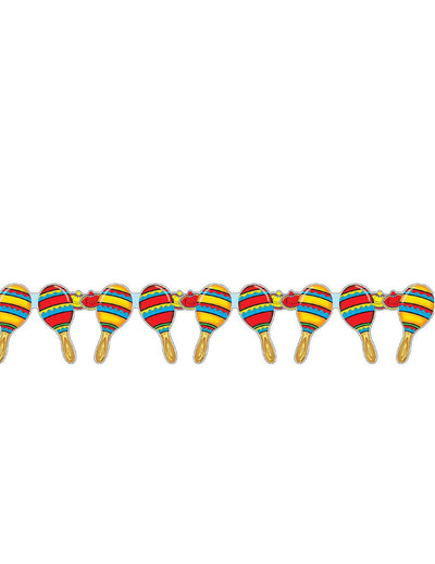 Guirlande maracas mexique pour fête multicolore 3 mètres avec sombreros