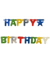 Guirlande métallisée happy birthday pour fête multicolore articulée