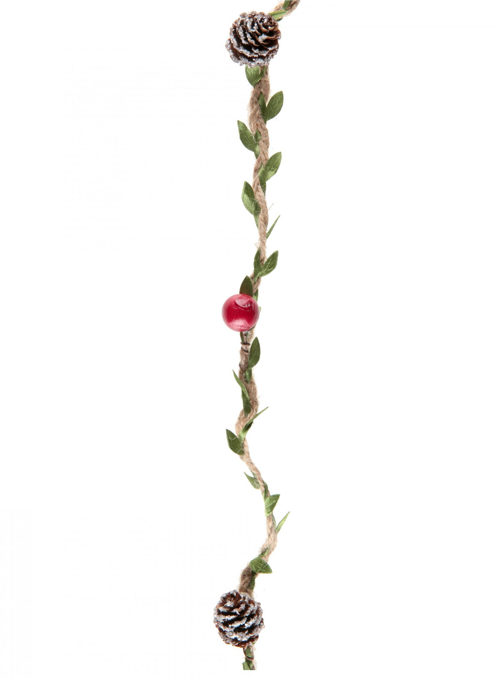 Guirlande naturelle sapin et pommes de pin pour décoration rouge avec baies et neige