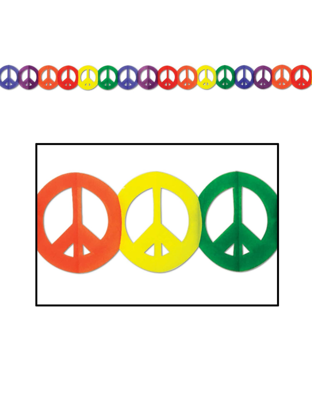 Papirnata girlanda Hippie Peace za dekoracijo pisana