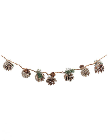 Bleščeča girlanda iz storžev z zvončki in jelko 130 cm na vrvi