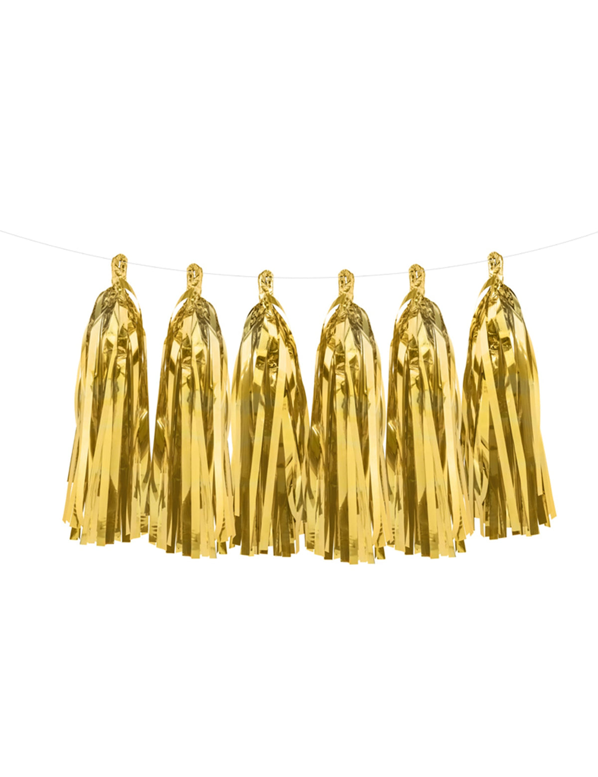 Guirlande tassel 12 pompons pour fête doré métallisé