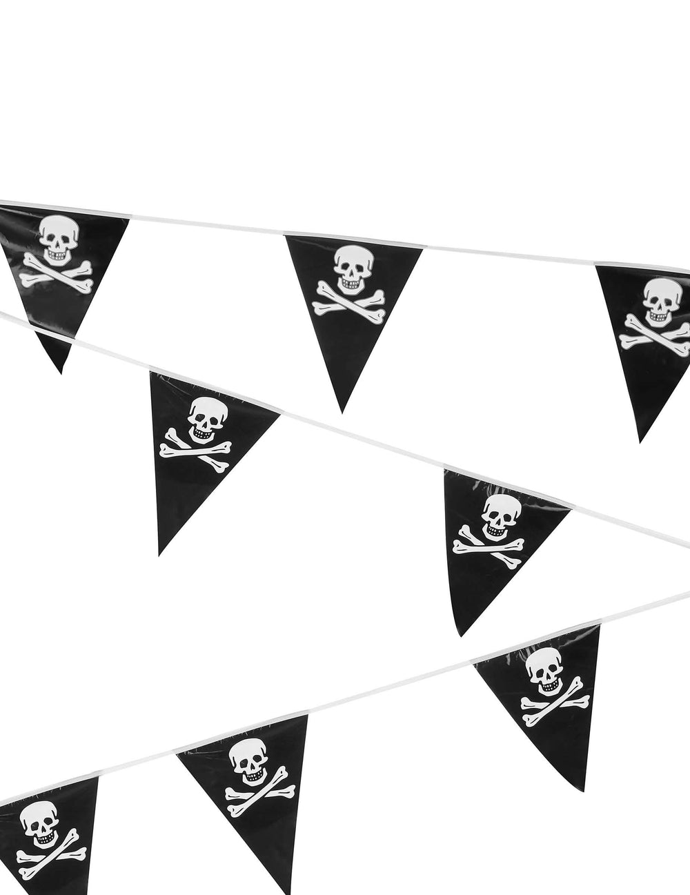 Piratska girlanda s človeško lobanjo za zabavo črno in belo