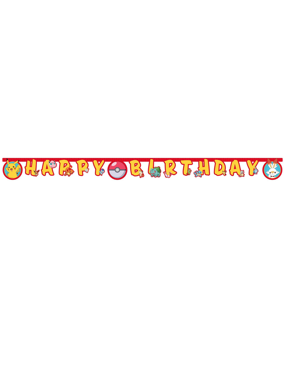 Guirlande Happy Birthday Pokémon Next Génération pour anniversaire rouge et jaune