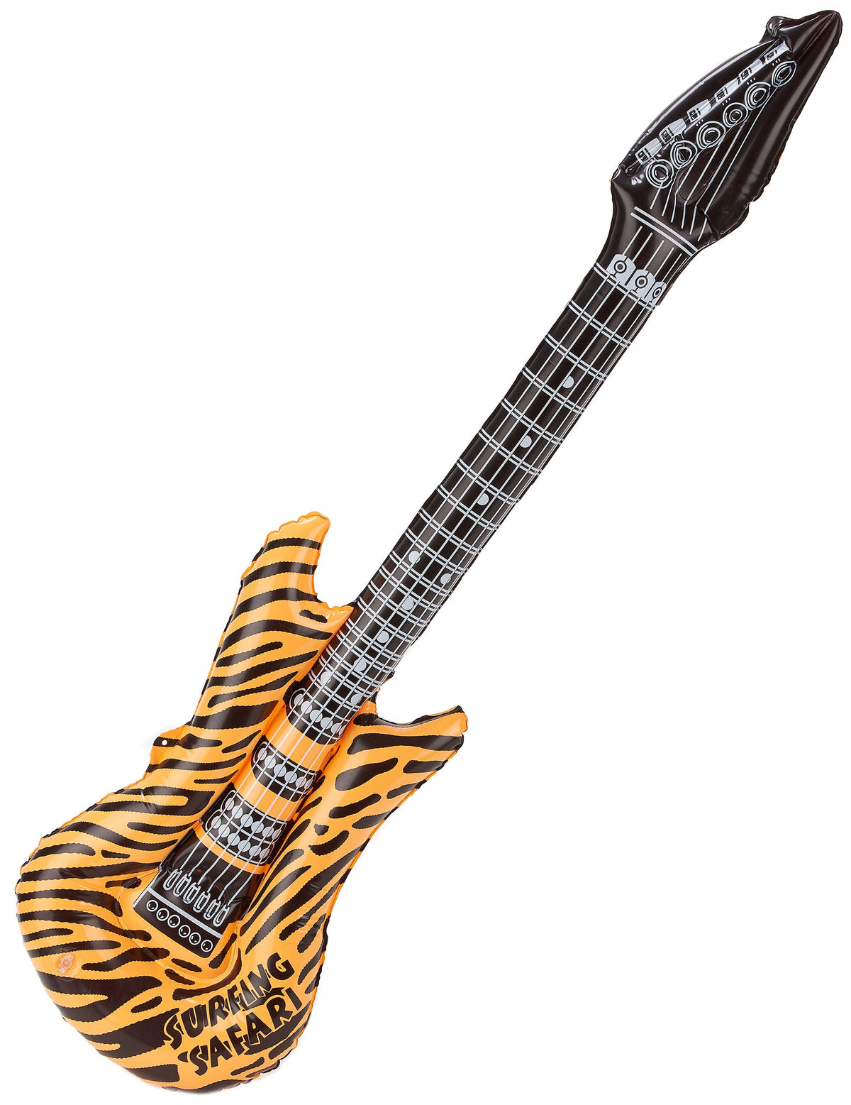 Guitare rock gonflable pour adulte orange à motif tigre