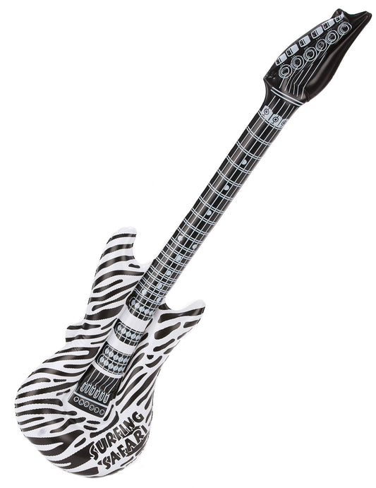 Guitare rock gonflable zébrée pour adulte noir et blanc